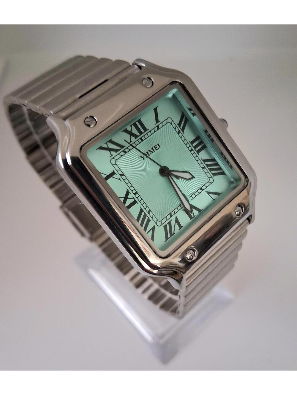 Men's Luxury Square Dial Stainless Tiffany Blue Watch‎